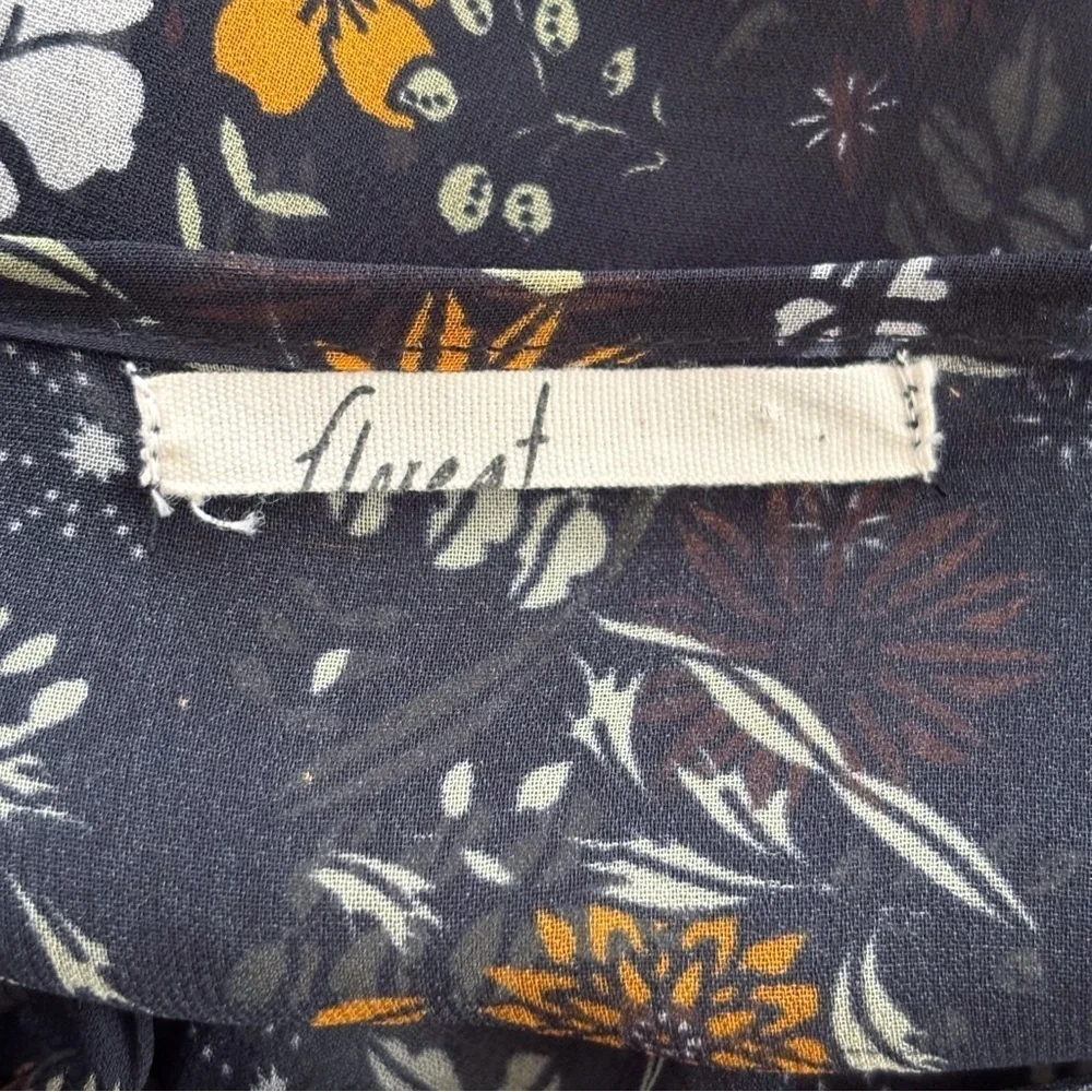 Floreat Black Floral Longline Kimono One Size Boho Anthropologie